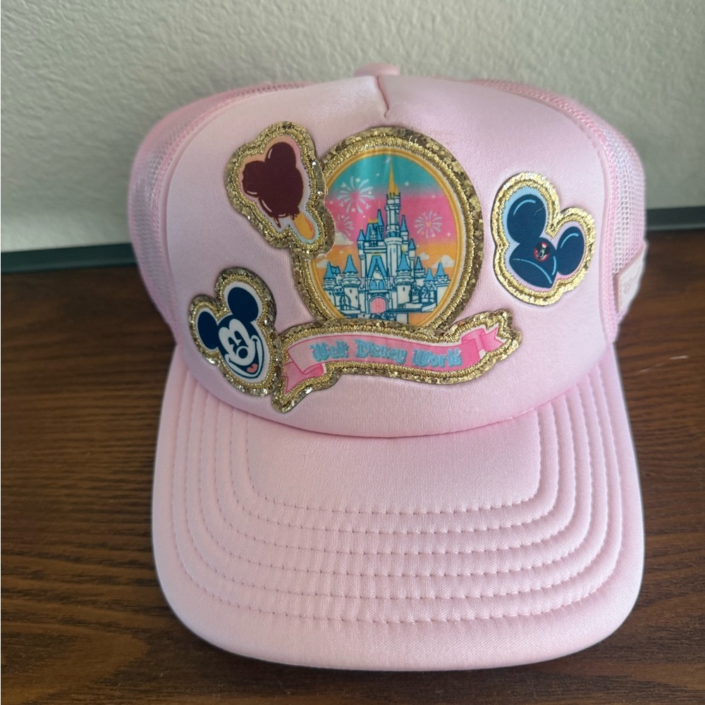 NWT Stoney Clover Lane Disney World Pink Castle Patch Adjustable Trucker Hat - Picture 1 of 4